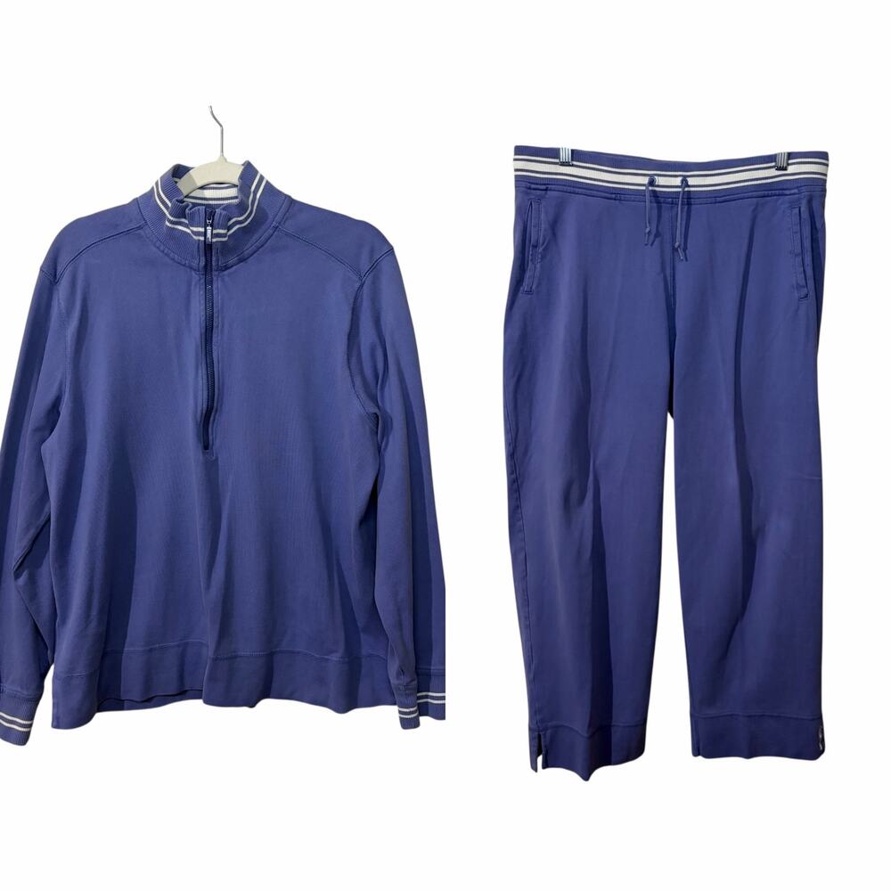Eddie Bauer Womens Tracksuit Set 2 Sweatsuit Comfort Y2K Preppy Matching Large